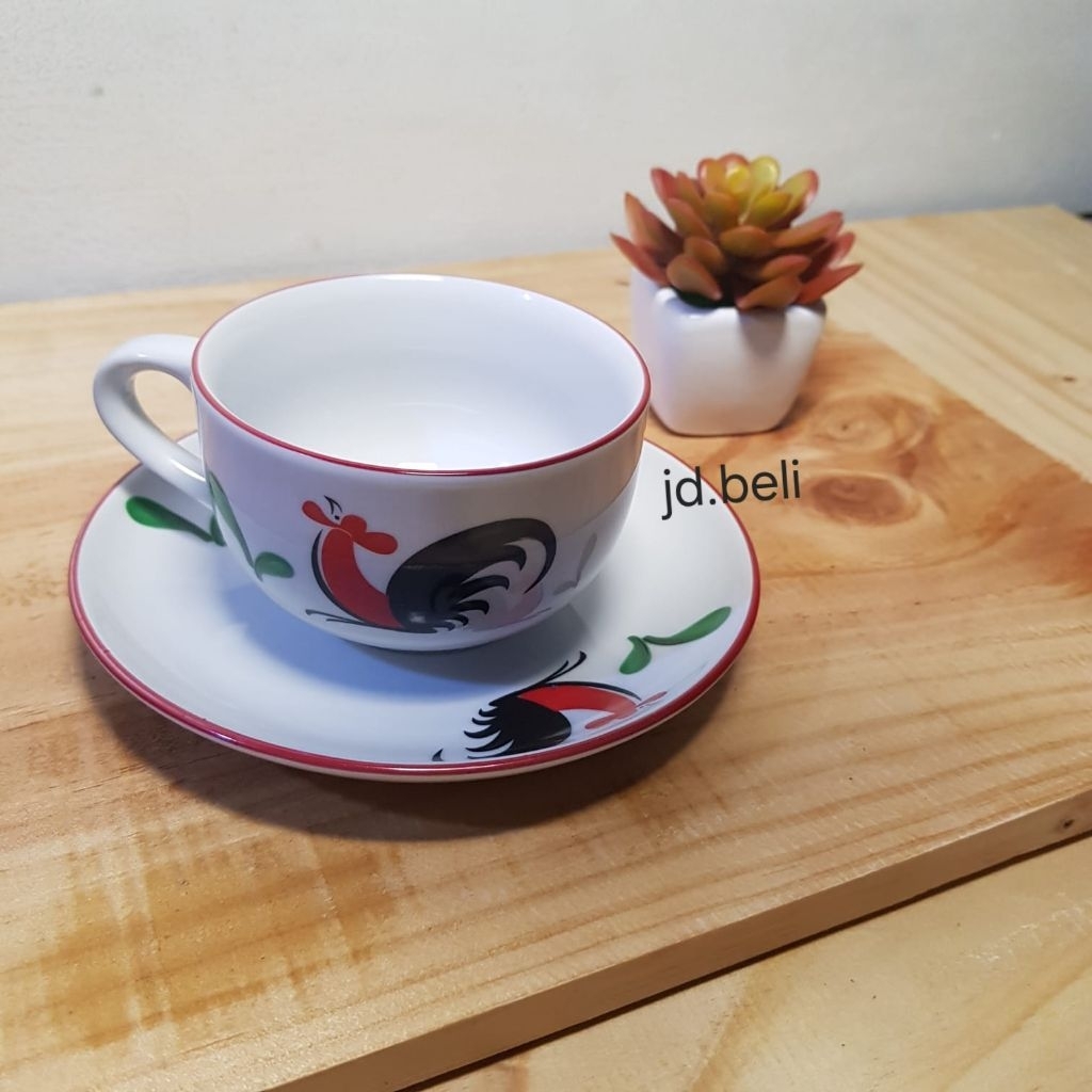 cangkir set ayam jago keramik/Mug Keramik kukuruyuk/tea set ayam jago/Mug motif/Cangkir kopi teh/Mug