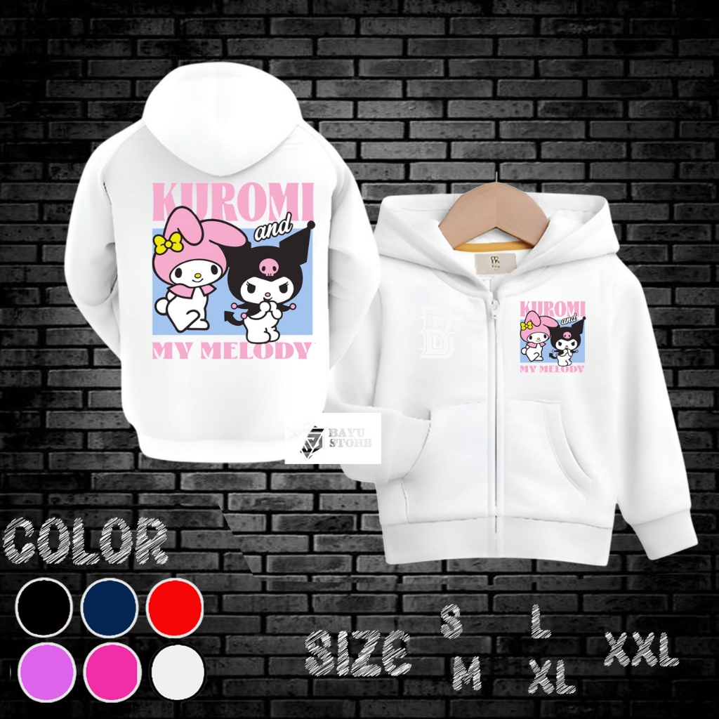 HOODIE ANAK KARAKTER INISIAL JAKET JIPER KASTEM KUROMI