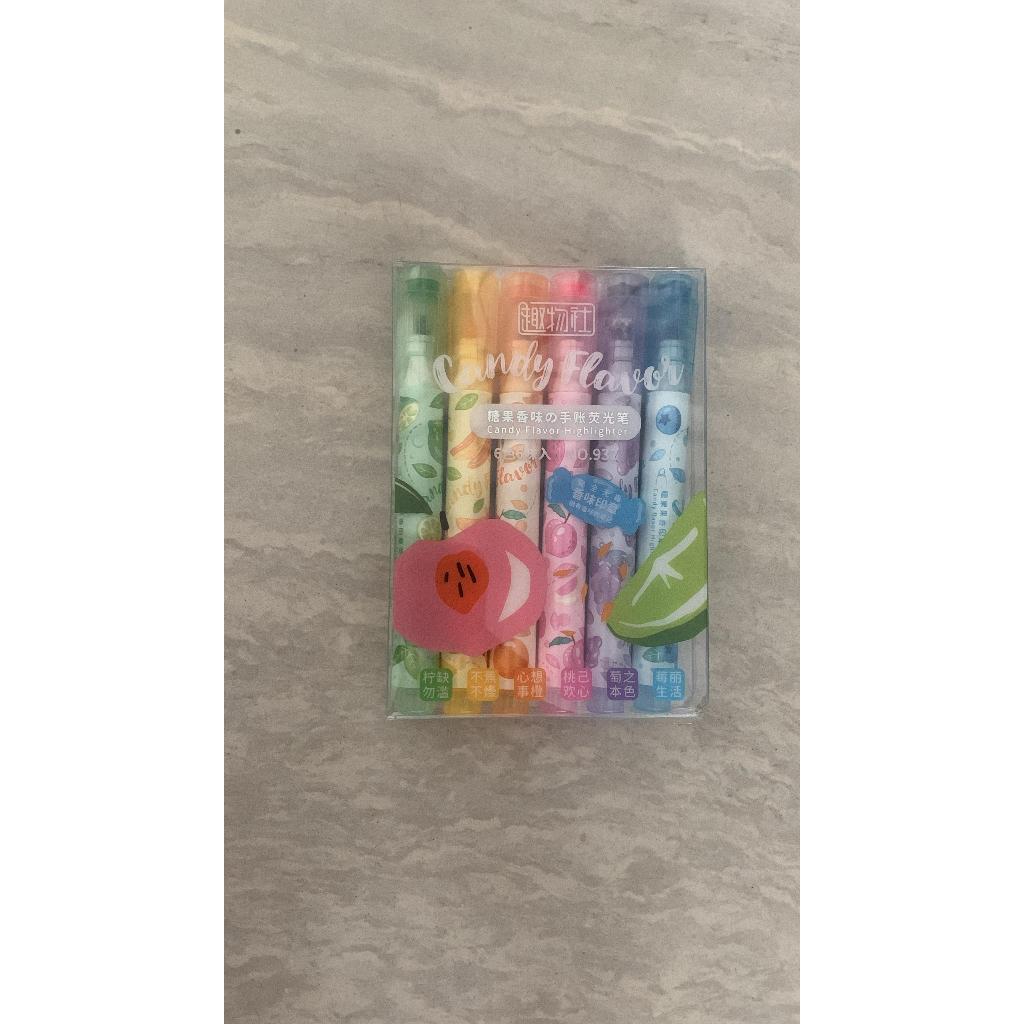 

6pcs Fruit Scented Highlighter Stabilo Set Pastel Spidol Warna Warni Stamp Highliter Lucu Journal Marker Pen Alat Tulis