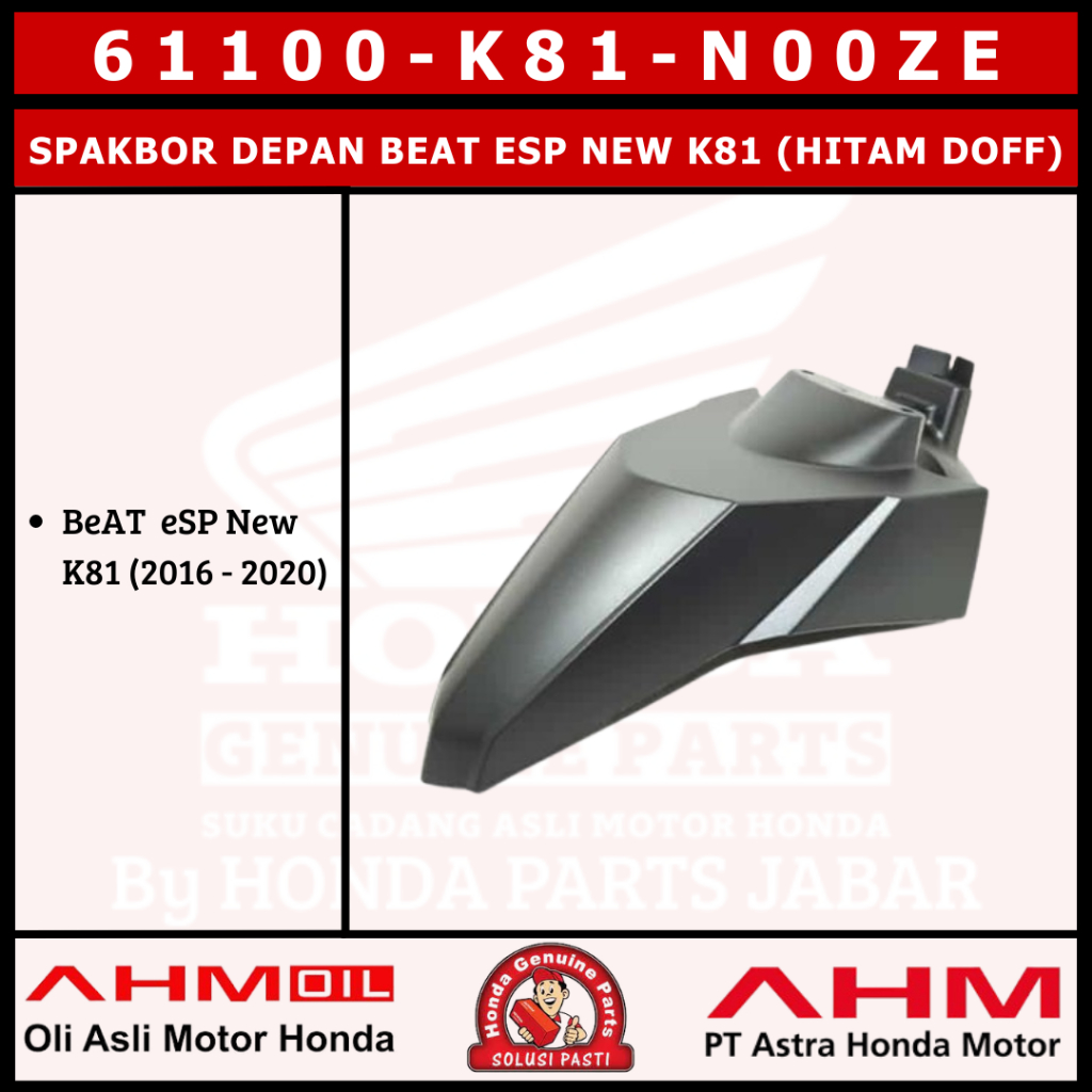 Spakbor Depan Beat ESP New 2016 - 2020 K81 (Hitam Doff) 61100K81N00ZE
