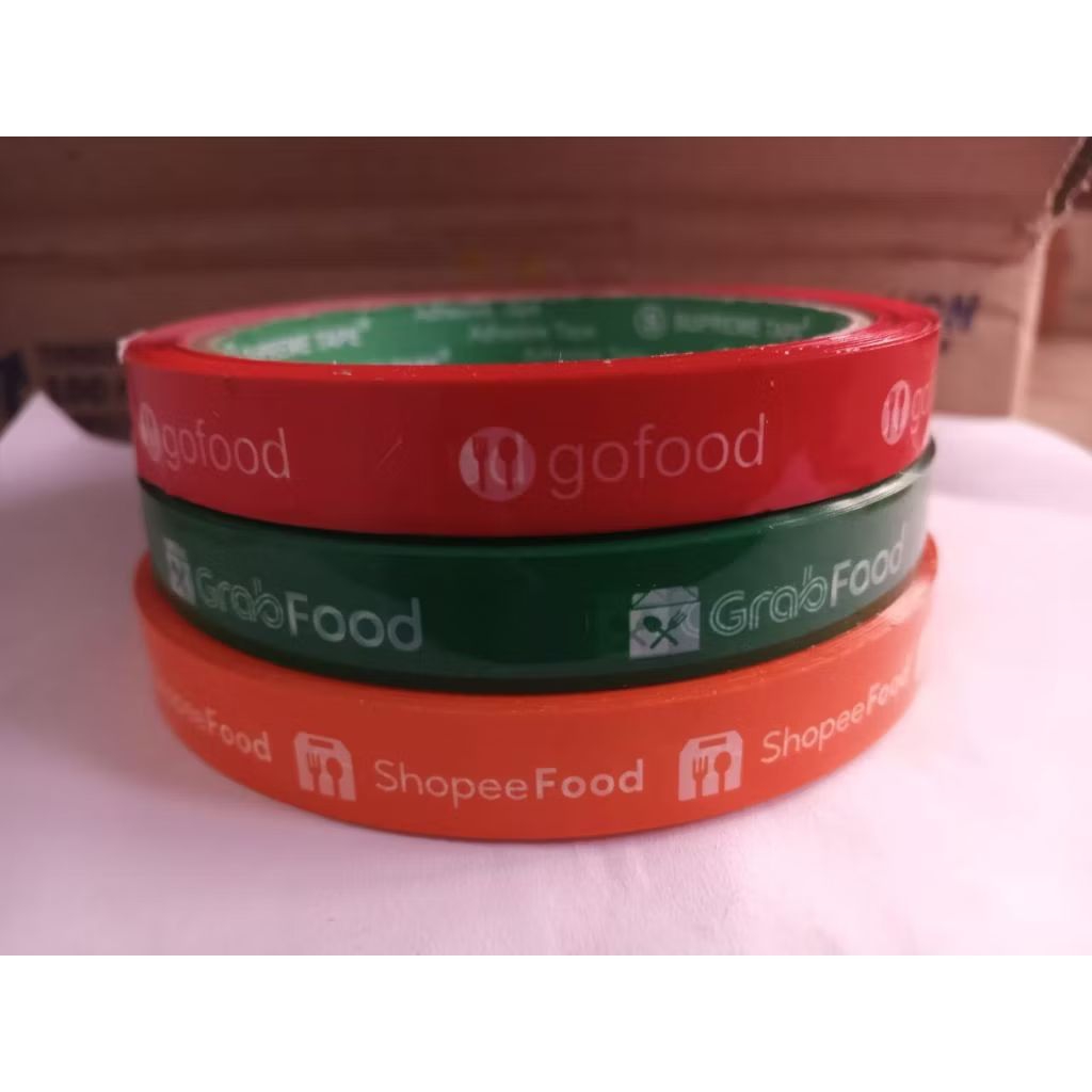 Paket lakban food , gofood merah hijau shop isi 3 lakban