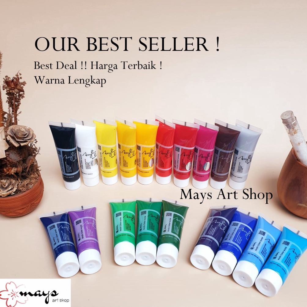 

KODE M33R Paket Cat Akrilik Semua Warna Acrylic Paint Set Cat Lukis Gambar Kanvas isi 4 warna Maries Maries VTec Xpression