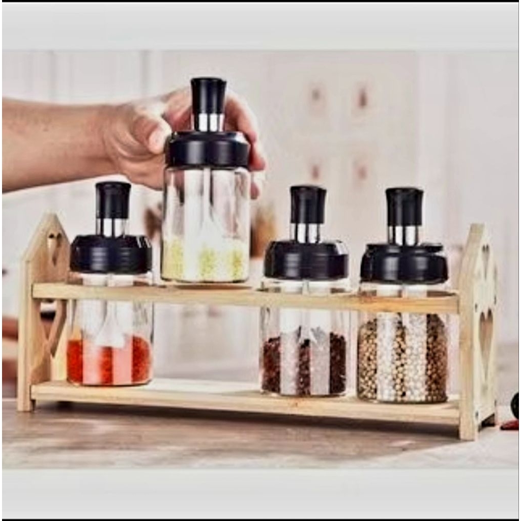 botol bumbu bahan kaca estetik 1pcs bonus sendok
