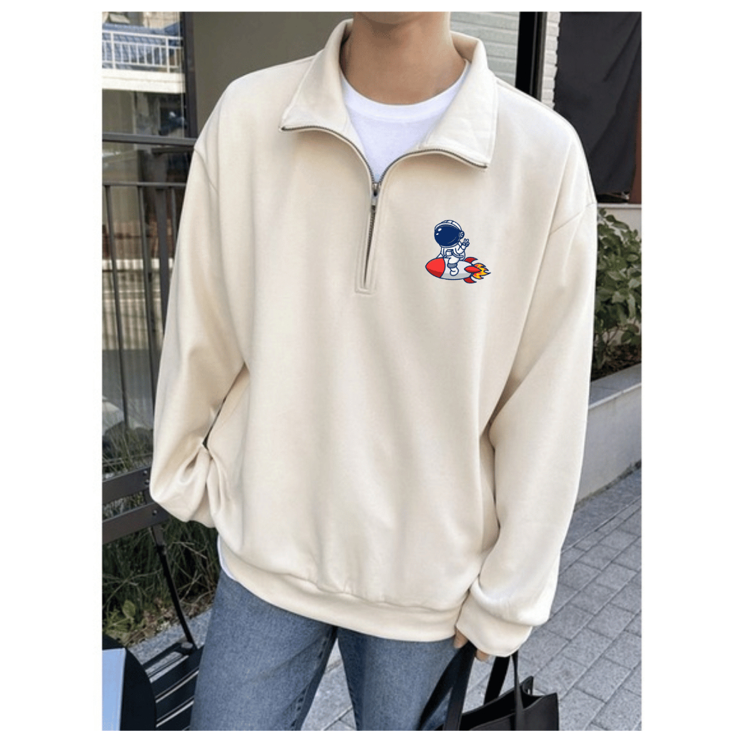 Turtleneck Sweatershirt Halfzip Rugby Astro Rocket LunarVoid | Sweater Crewneck Unisex Pria Wanita Z