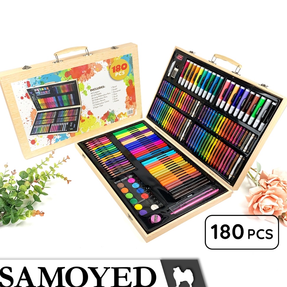 

KODE Y22G Peralatan Gambar Warna Lukis Krayon Spidol Pensil Warna Cat Air Padat Cake Blocks Solid Kotak Koper Kayu Inspiration Art Set Samoyed INSS18