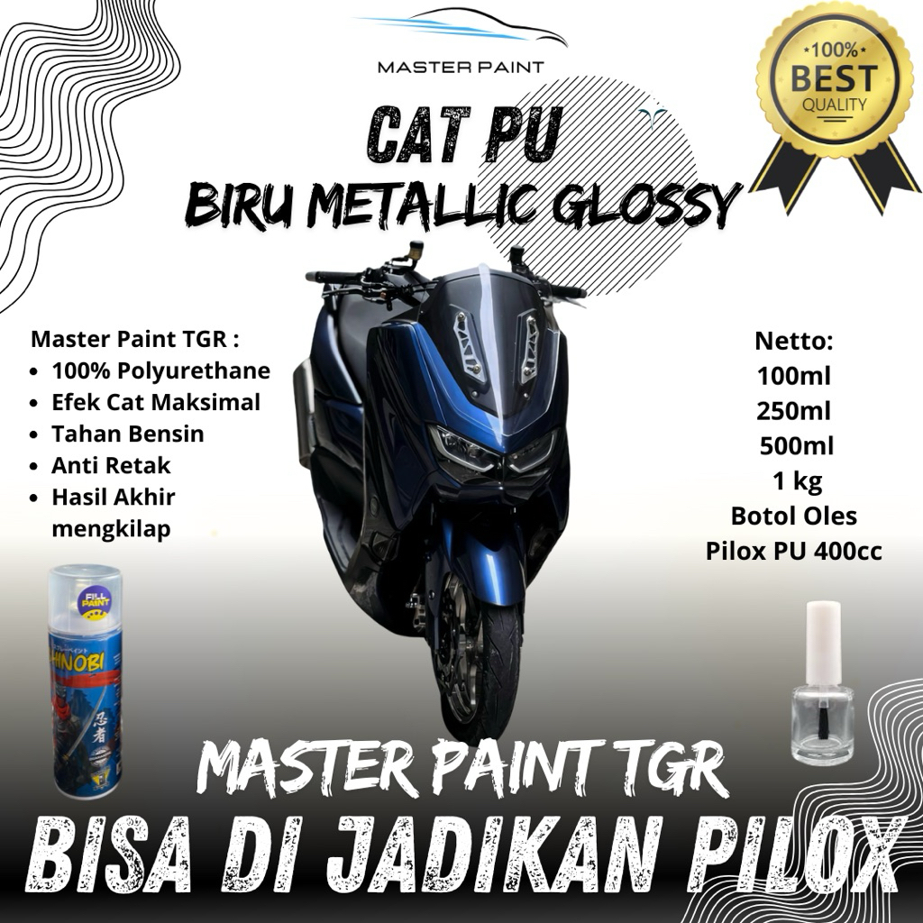 (BISA DI JADIKAN PILOX) CAT BIRU DARK METALLIC GLOSSY | CAT PU BIRU METALLIC GLOSSY | CAT BIRU TUA M