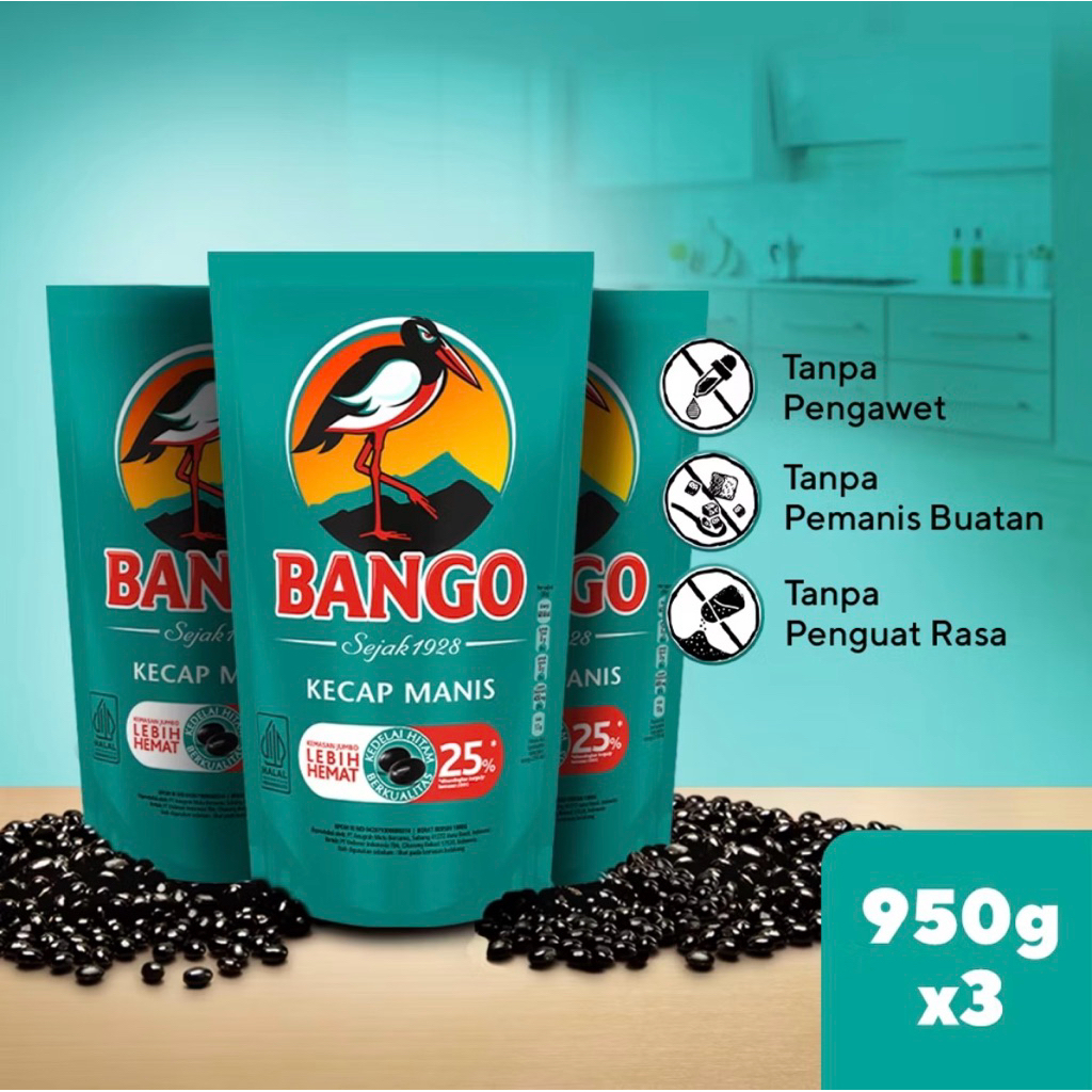 

Kecap Bango Manis Refill 950gr x3 Tanpa Pewarna Makanan [dinastitistore]