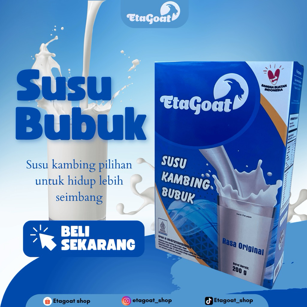 

ETAGOAT – Susu Kambing Bubuk Premium 200gr| Aman untuk Anak & Ibu Hamil | HALAL & BPOM