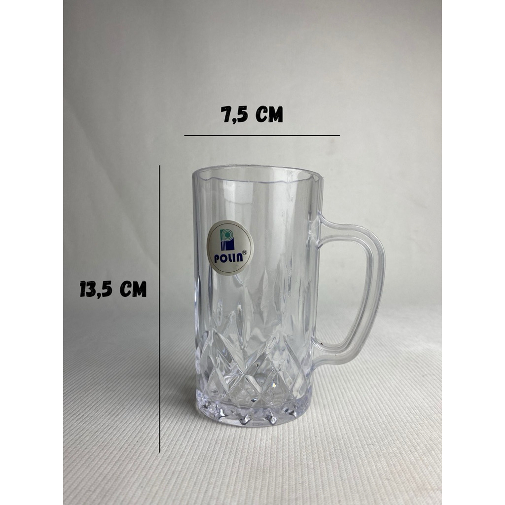 Gelas Cangkir Poli Plastik Bening Kristal ( 6 pcs / Setengah Lusin )  Gelas Cangkir Plastik ( GL-16 