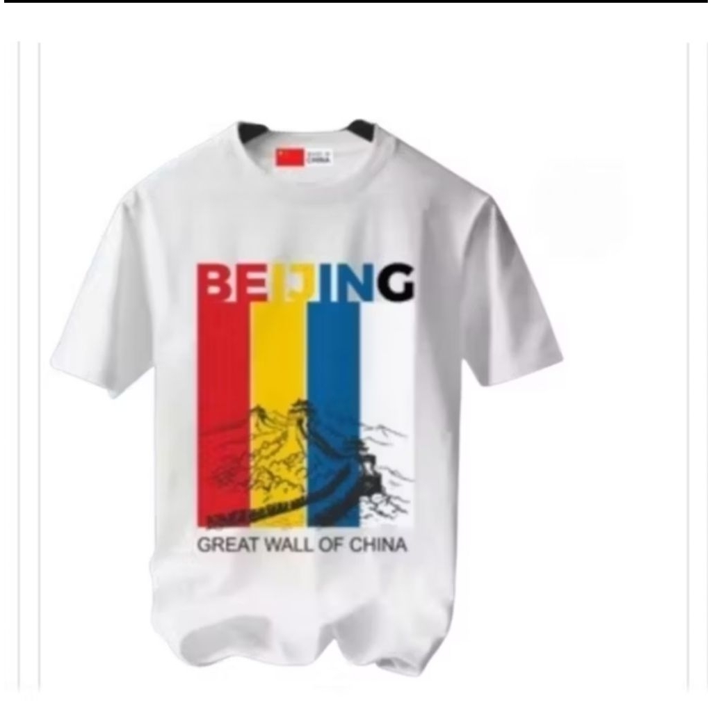 BAJU KAOS OLEH OLEH CHINA BEIJING PAKAI TAG NEGARA ASAL  SOUVENIR  unisex motif pria wanita sablon d