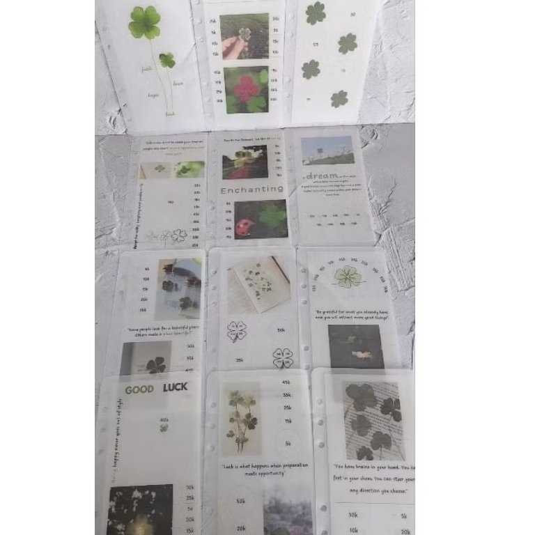 

FOUR LEAF CLOVER - cash envelope matte laminating - glossy laminated - saving challenge - amplop tantangan nabung Korean style