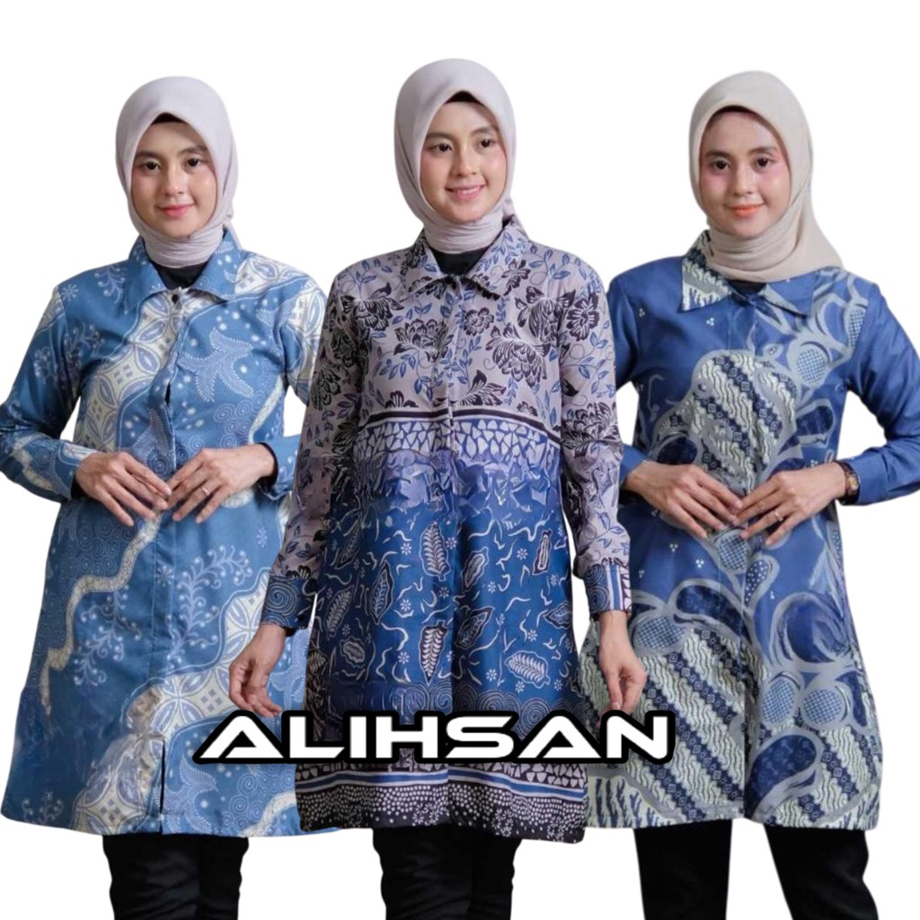 Tunik Batik Wanita M L XL XXL JUMBO  || Atasan Baju Batik Seragam Kantor Wanita