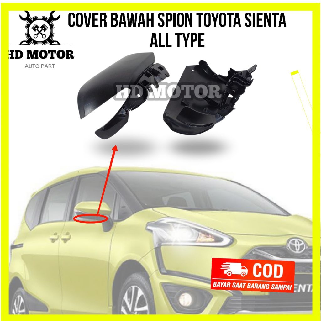 cover bawah spion toyota sienta  al tipe/ cover penutup bagian bagian bawah spion sienta,