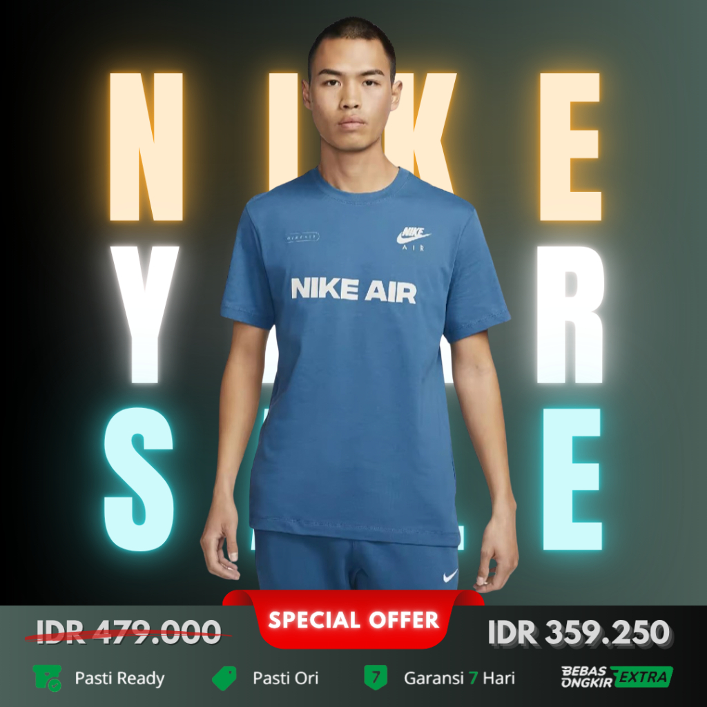 Kaos Nike Pria Sportswear Logo Nike Air T-Shirt - Dark Marina Blue
