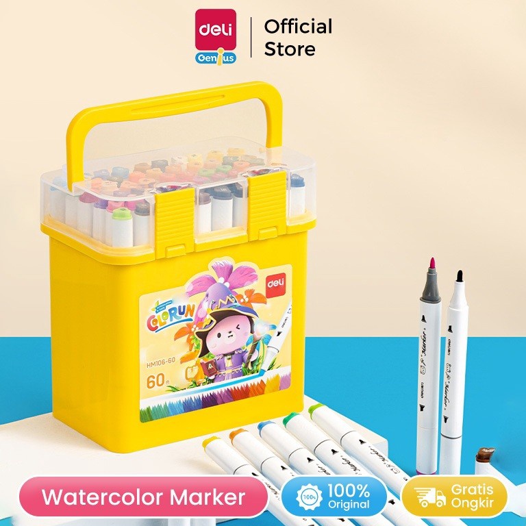 

KODE O74V Deli Waterbased Sketch Marker Spidol Warna Dual Tip 24 36 48 6 Warna HM16