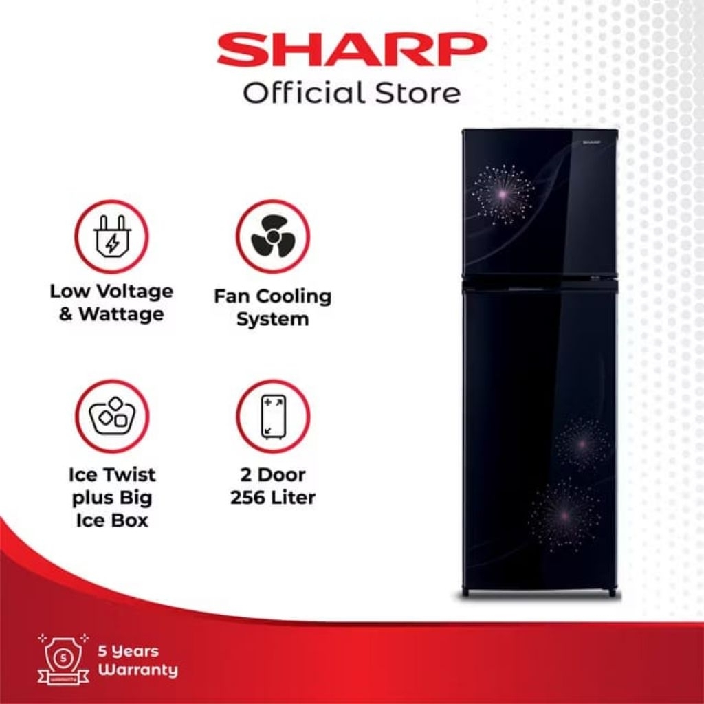 Kulkas SHARP SJ-237 MG Lemari Es 2 Pintu Glossy Door Tanpa Bunga Es