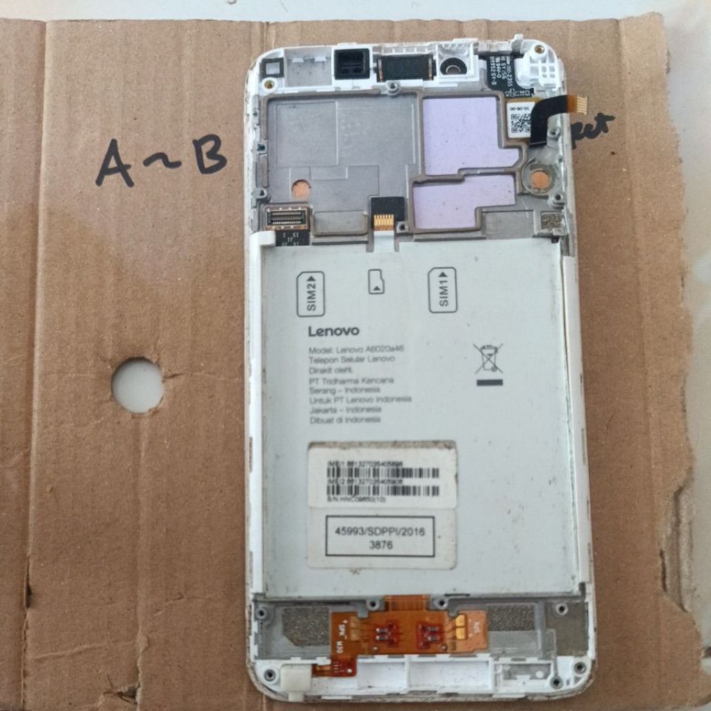 frame dudukan lcd lenovo A6020a46 gold