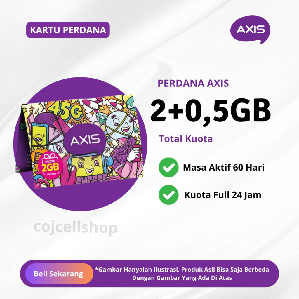 Kartu Perdana AXIS  Kuota 2GB 60 Hari- Kartu Perdana Kuota Axis Murah - Kartu Perdana Kuota Axis 2GB