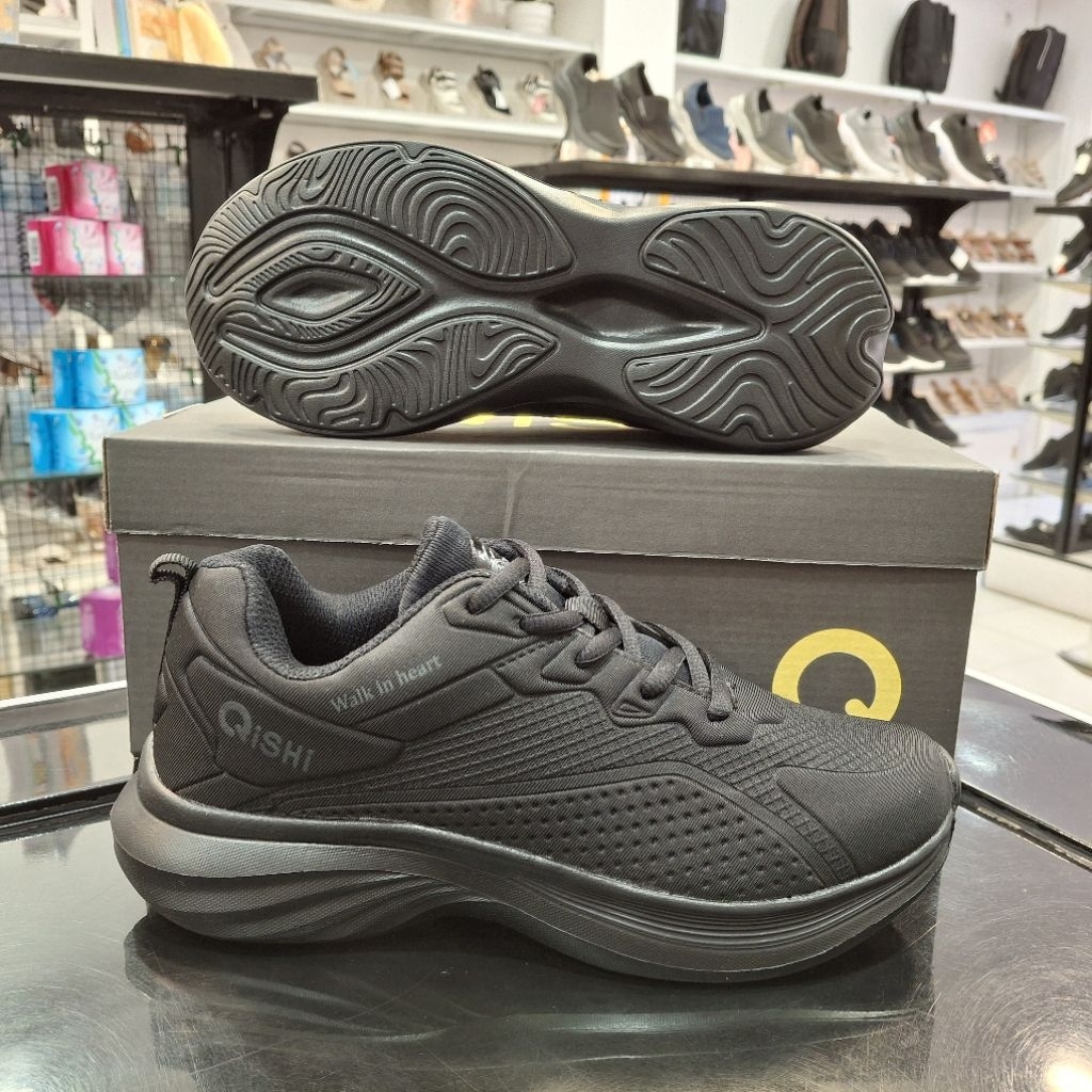 QISHI Sepatu Sneakers Hitam | Leo | Hitam Hitam