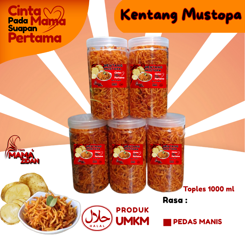 

Kentang Mustofa Pedas Manis Kemasan Toples 1000ml/Kentang Kering