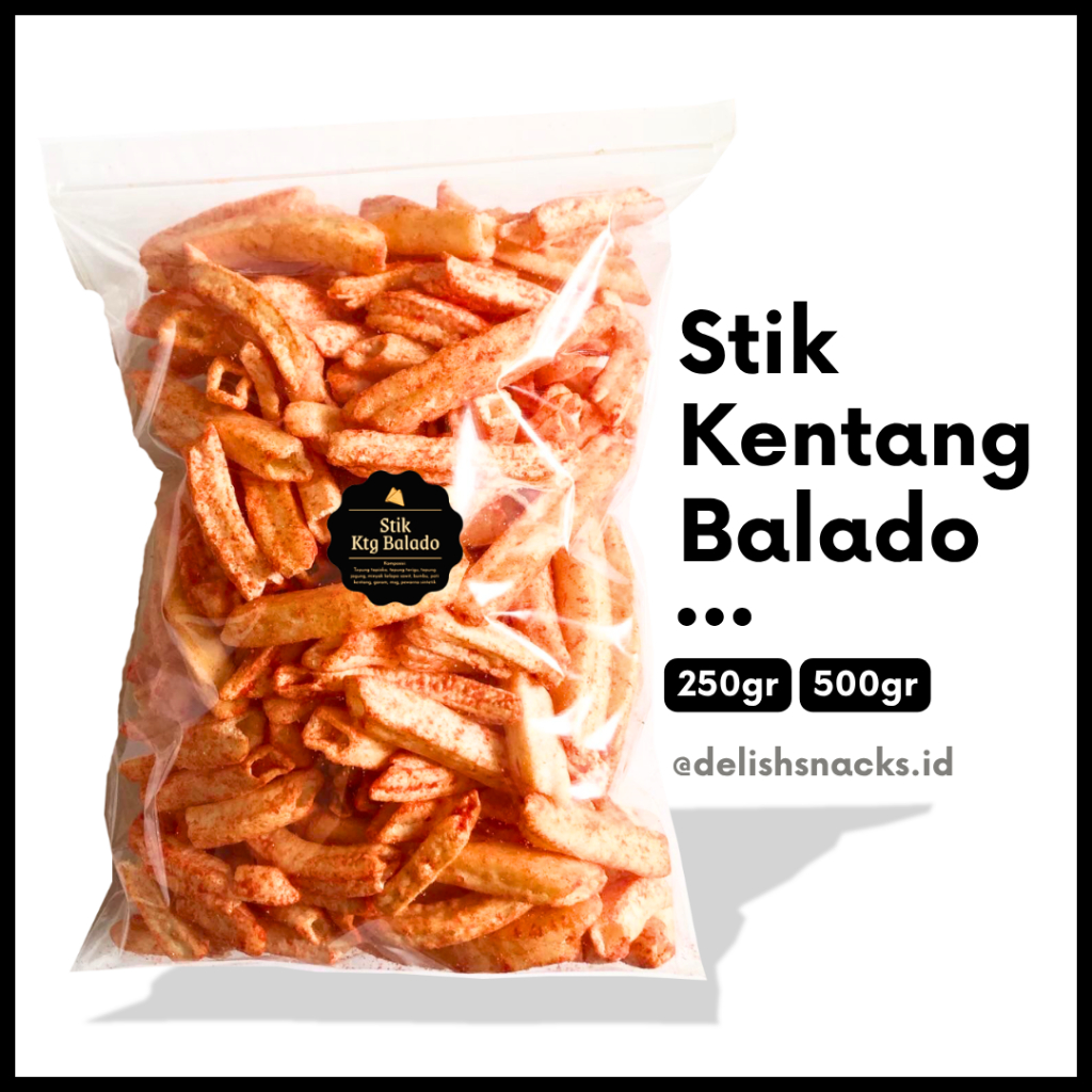 

[DELISH SNACKS] Stik Kentang Balado (Grosir) 250gr 500gr / Snack Cemilan Camilan Asin Gurih Enak