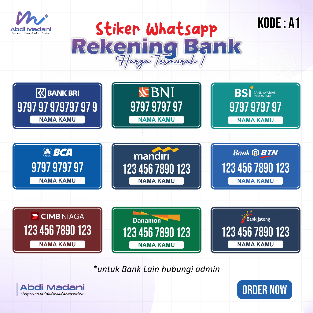 Stiker Whatsapp Rekening Bank & Dompet Digital