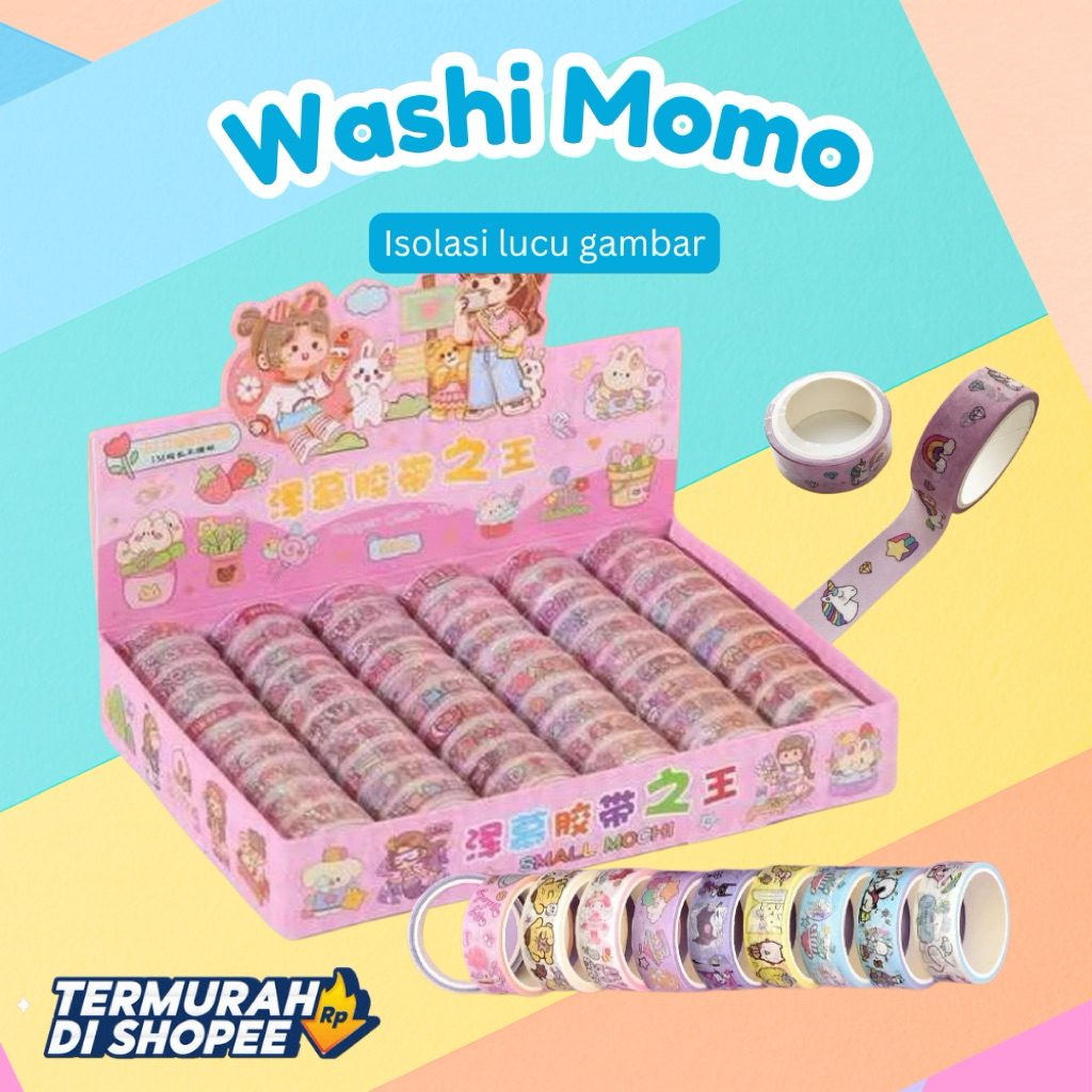

WASHI MOMO STICKER Rolling Transparan | Selotip Lucu Anak Craft [Edufuntoys