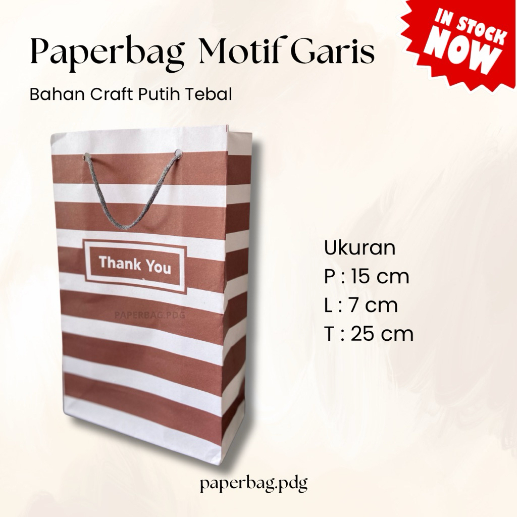 

Paperbag Strip Coklat Thank You 25x7x15 cm | Paperbag Thankyou | Paperbag Motif | paperbag besar | paperbag kado | goodiebag