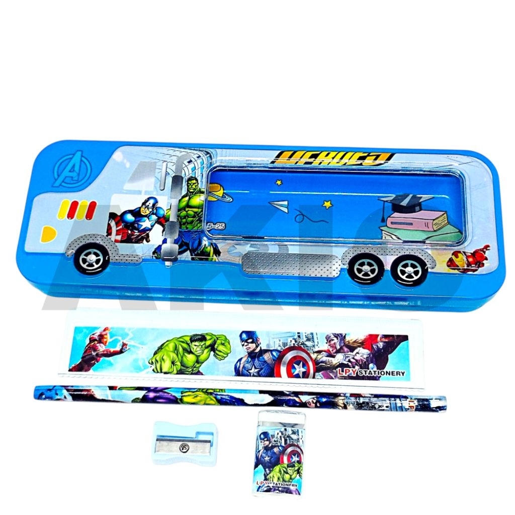 

Tempat Pensil Anak Mobil Car Set Alat Tulis 2 Tingkat Karakter SUPERHERO AVENGERS CAPTAIN AMERIKA HULK IRONMAN LPY99-25 BR Timbul Kaleng Besi