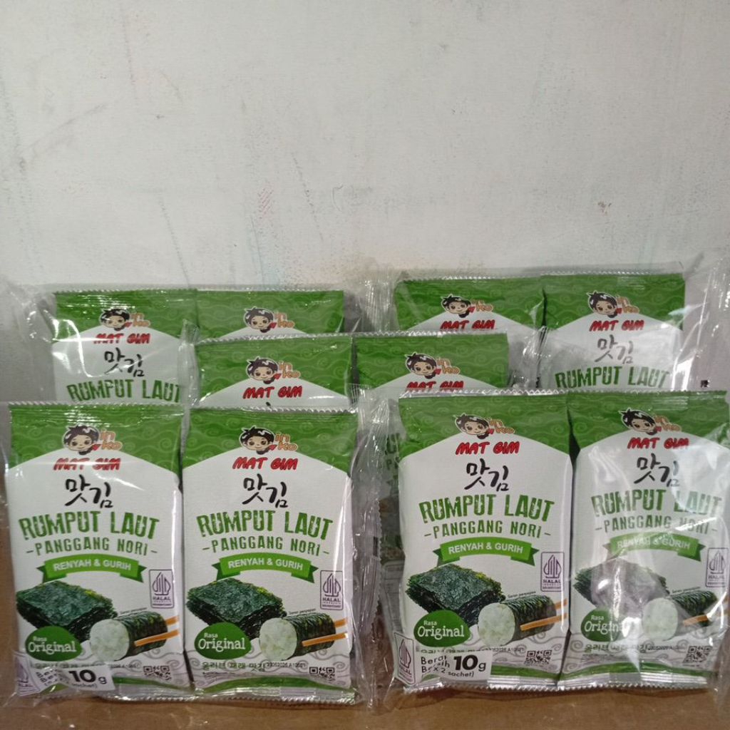 

PROMO!!! Rumput laut panggang NORI isi 2x 5 gr Varian ORIGINAL/BEEF BULGOGI/ASIN PEDAS/BALADO (harga per bungkus isi/ 2 sachet).