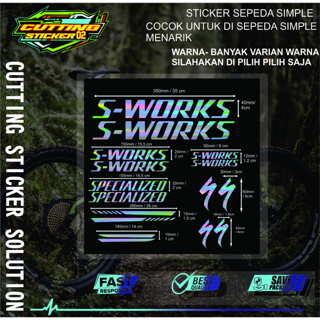 Sticker Decal S-WORKS Sticker Cutting Sepeda SPECIALIZED