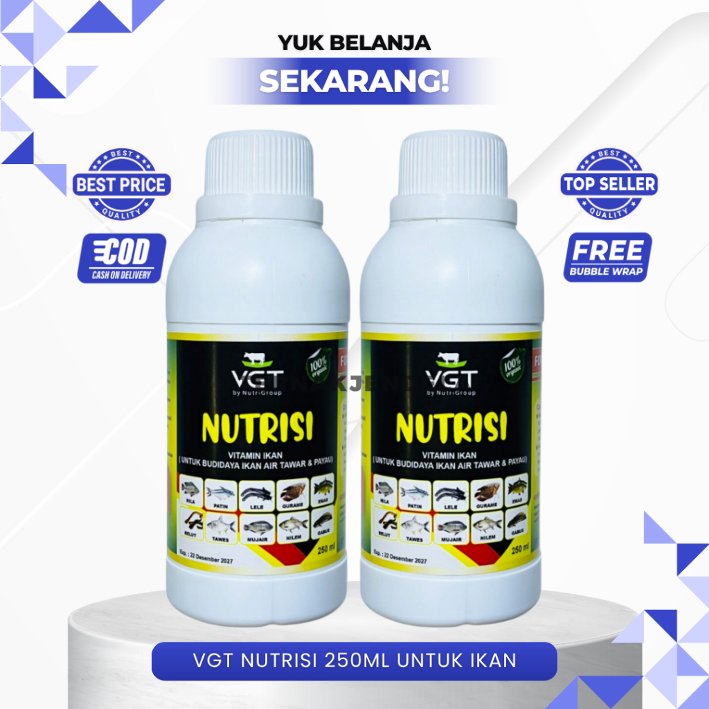 VGT Nutrisi 250ml Untuk Ikan - Nutrisi Organik Penggemuk, Mempercepat Pertumbuhan Ikan dan Udang