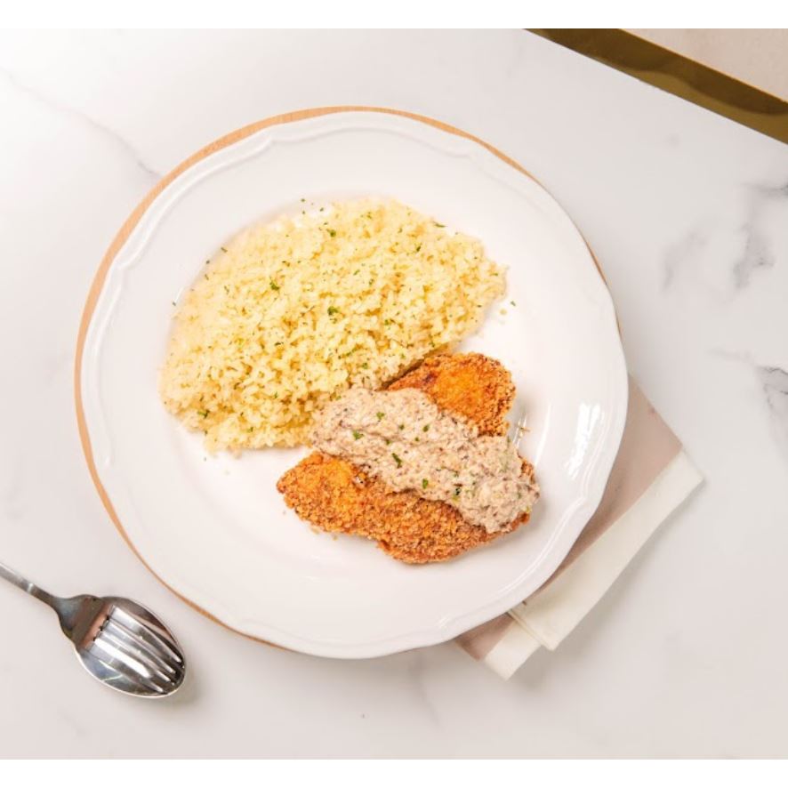 

Buttermilk Chicken Rice with Mushroom Sauce