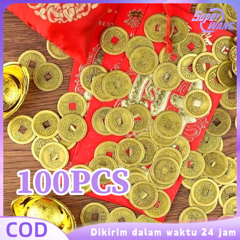 100pcs Koin China Kuno Logam Koin Feng Shui 2 Sisi Coin Cina Uang Koin Kuno Cina Hiasan Koin 1cm
