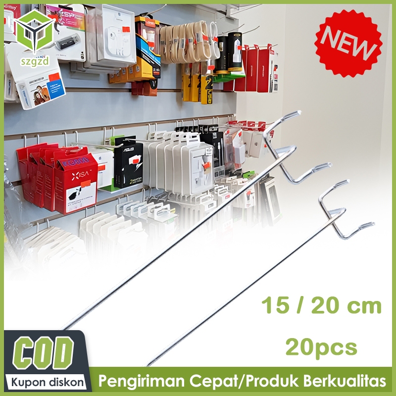 Szgzd 20pcs Hook Ram Gantungan Besi Display Barang Ukuran 15/20cm Untuk Display Barang / Hook Ram Ga