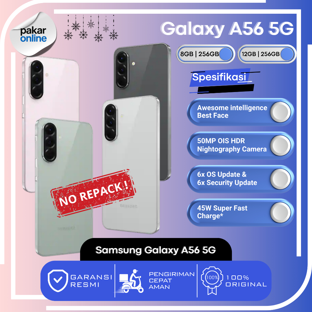 Samsung Galaxy A56 5G 8/256GB 12/256GB HP Samsung Terbaru 2025 Garansi Resmi Samsung Indonesia