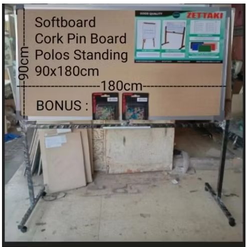 

SOFTBOARD CORK PIN BOARD / PAPAN MADING POLOS STANDING (KAKI+RODA) ZETTAKI 90X180CM