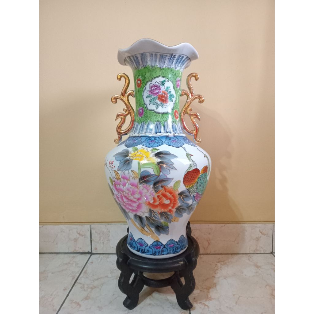 Guci Keramik Bunga & Merak Preloved