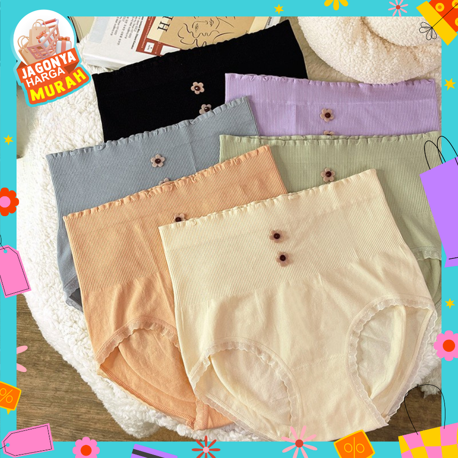 JHM JHM Celana Dalam Wanita Highwaist Motif 2 Bunga 6927 Anti Bakteri Celana Pendek Bahan Katun Rend