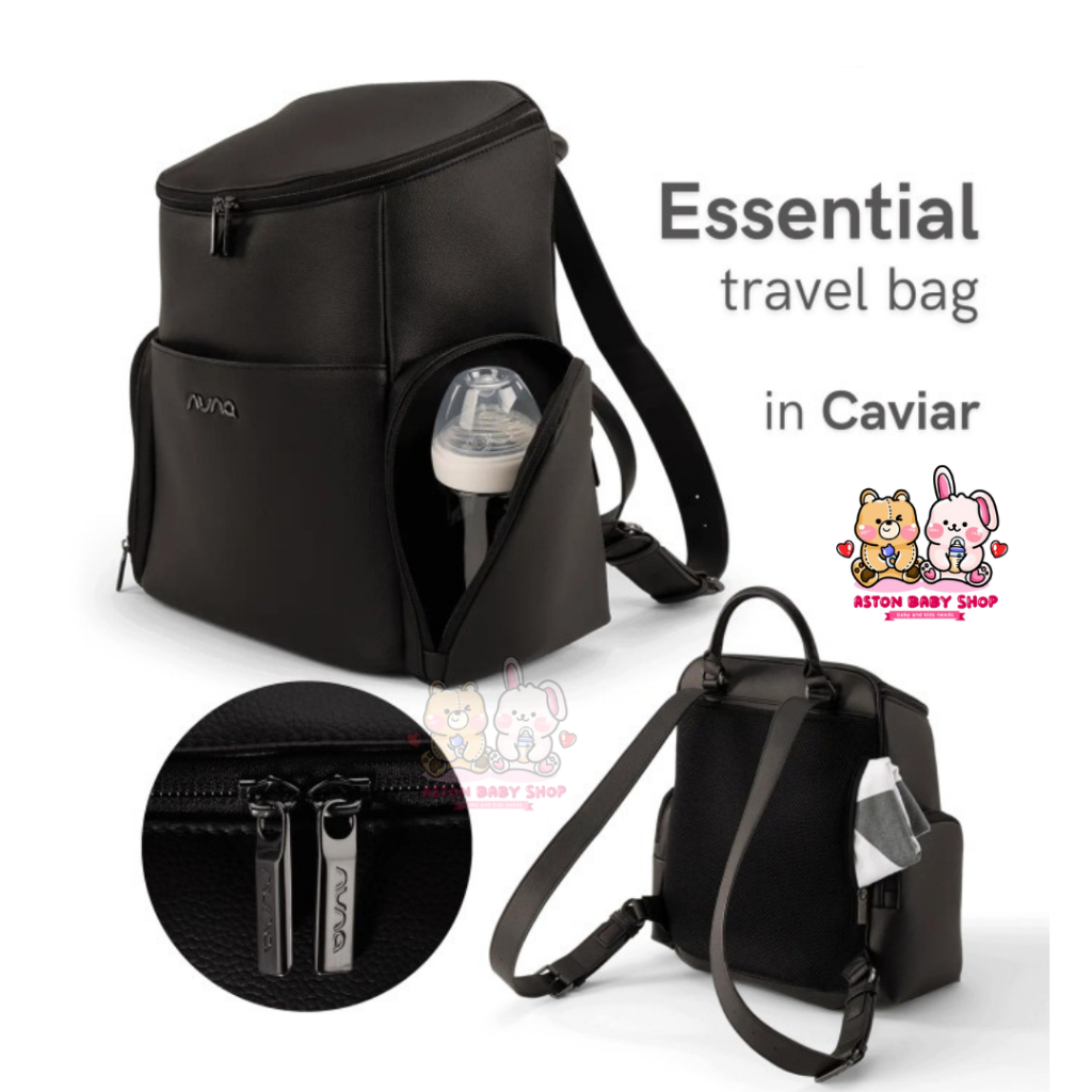 Nuna Essential Diaper Bag Caviar- Nuna Tas Perlengkapan Bayi / Nuna Diaper Bag Leather Tas Travel Ba