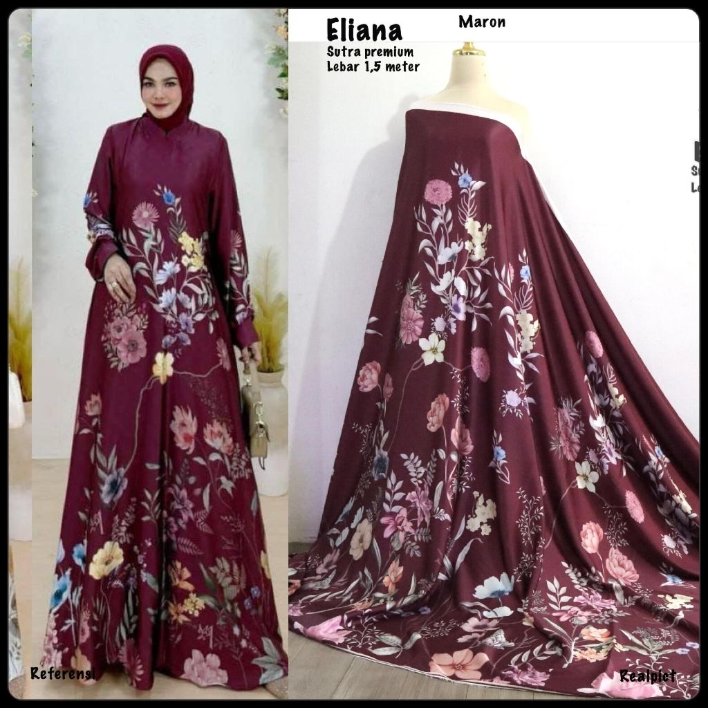 KAIN SUTRA PREMIUM | MOTIF ELIANA | KAIN METERAN MURAH
