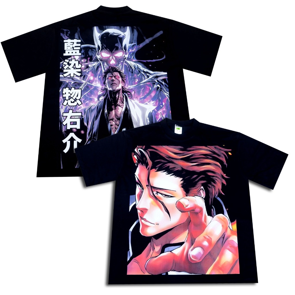 VONSEEY AIZEN SOSUKE BLEACH ANIME MANGA KAOS OVERSIZE HITAM