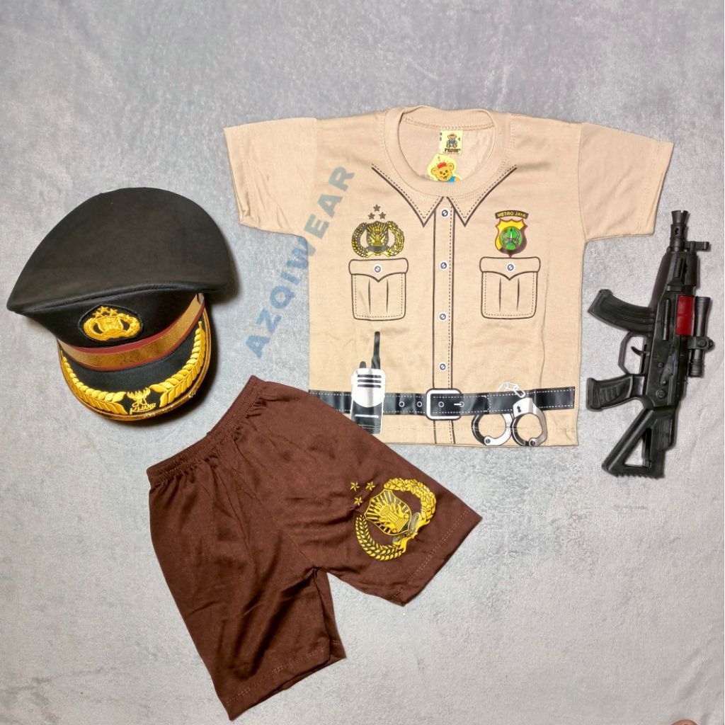 SETELAN ANAK SERAGAM PROFESI KAOS POLISI USIA 1-10 TAHUN BAJU POLISI ANAK LAKI-LAKI