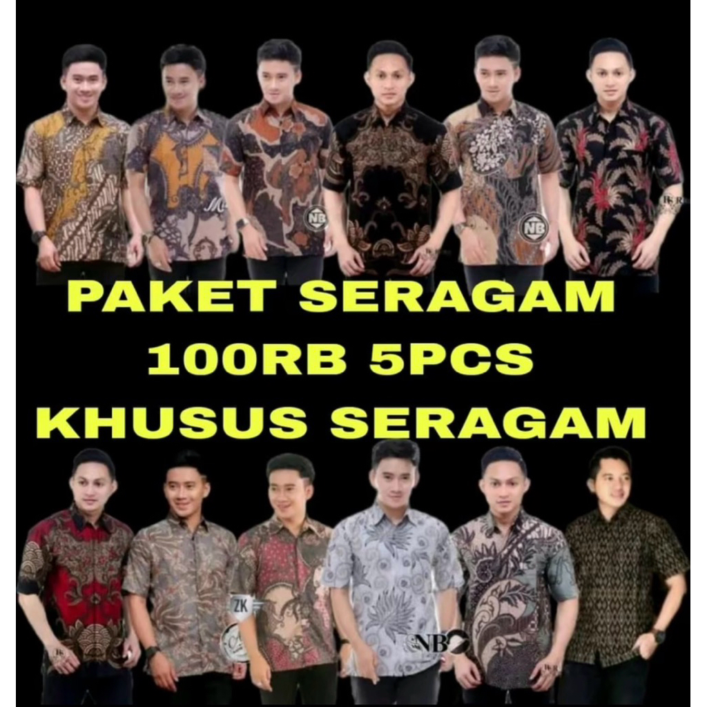 PAKET USAHA BAJU BATIK PRIA LENGAN PENDEK SIZE L XL Dewasa Seragam Katun Pekalongan