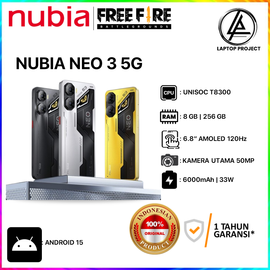 ZTE Nubia Neo 3 5G 8/256GB 8GB 256GB Unisoc T8300 Garansi Resmi