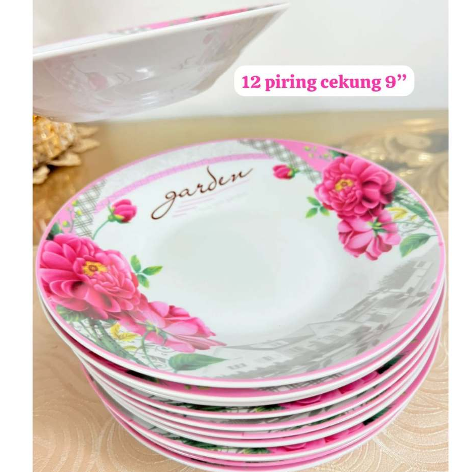 [12Pcs] Piring Makan - Piring Set - Piring Keramik 9 Inch Fiorenza FZ812-SP9R