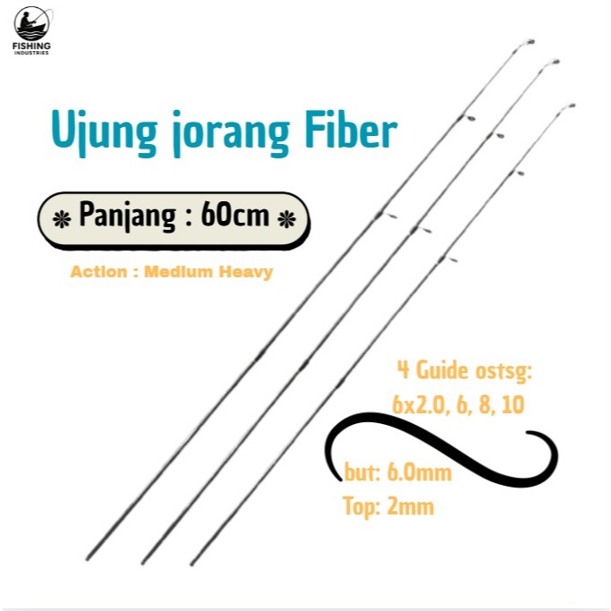 Ujung Joran Pancing Fiber Solid 60 cm – Tip Joran Kuat Lentur Sensitif
