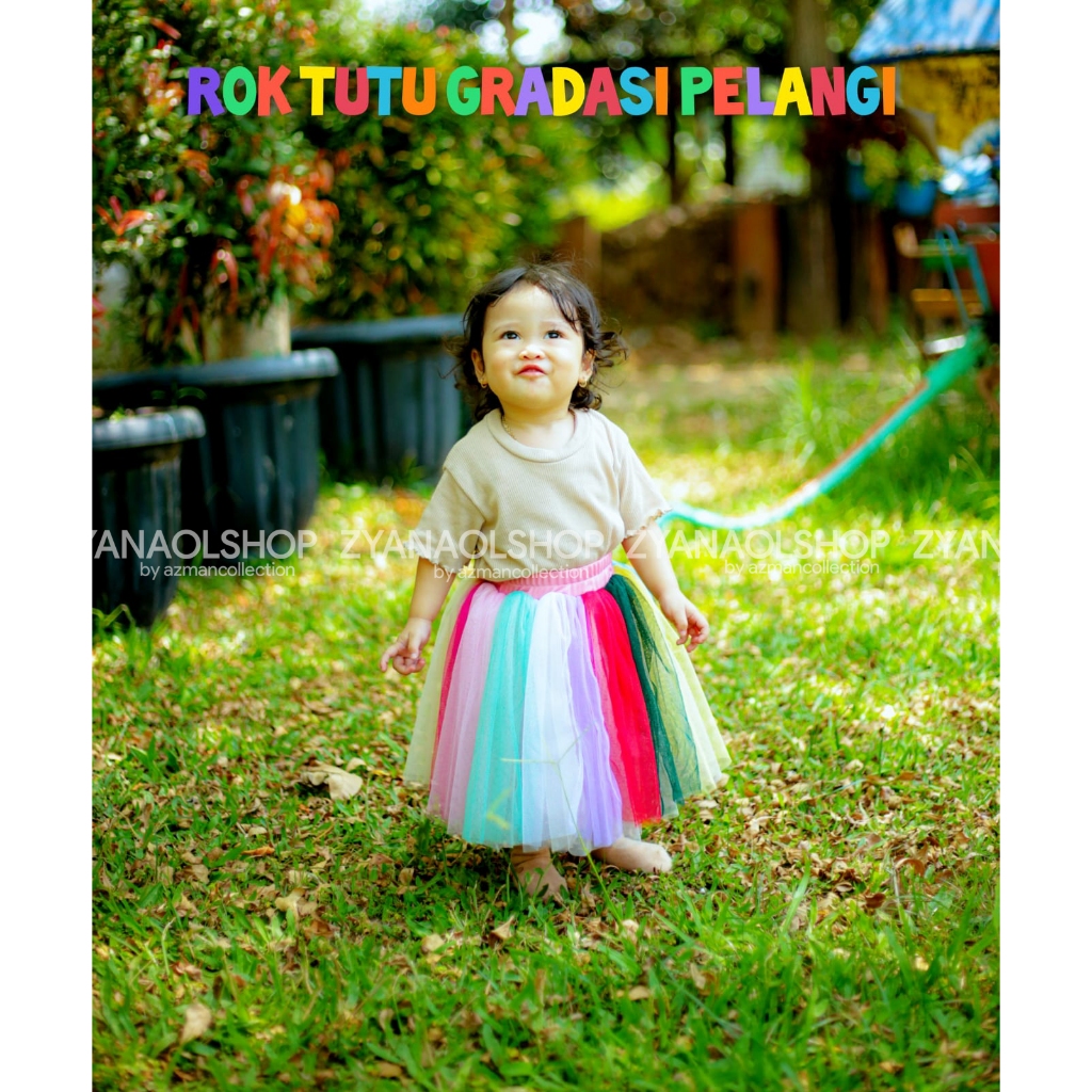 ROK TUTU GRADASI PELANGI TRENDY COUPLE ANAK DAN DEWASA
