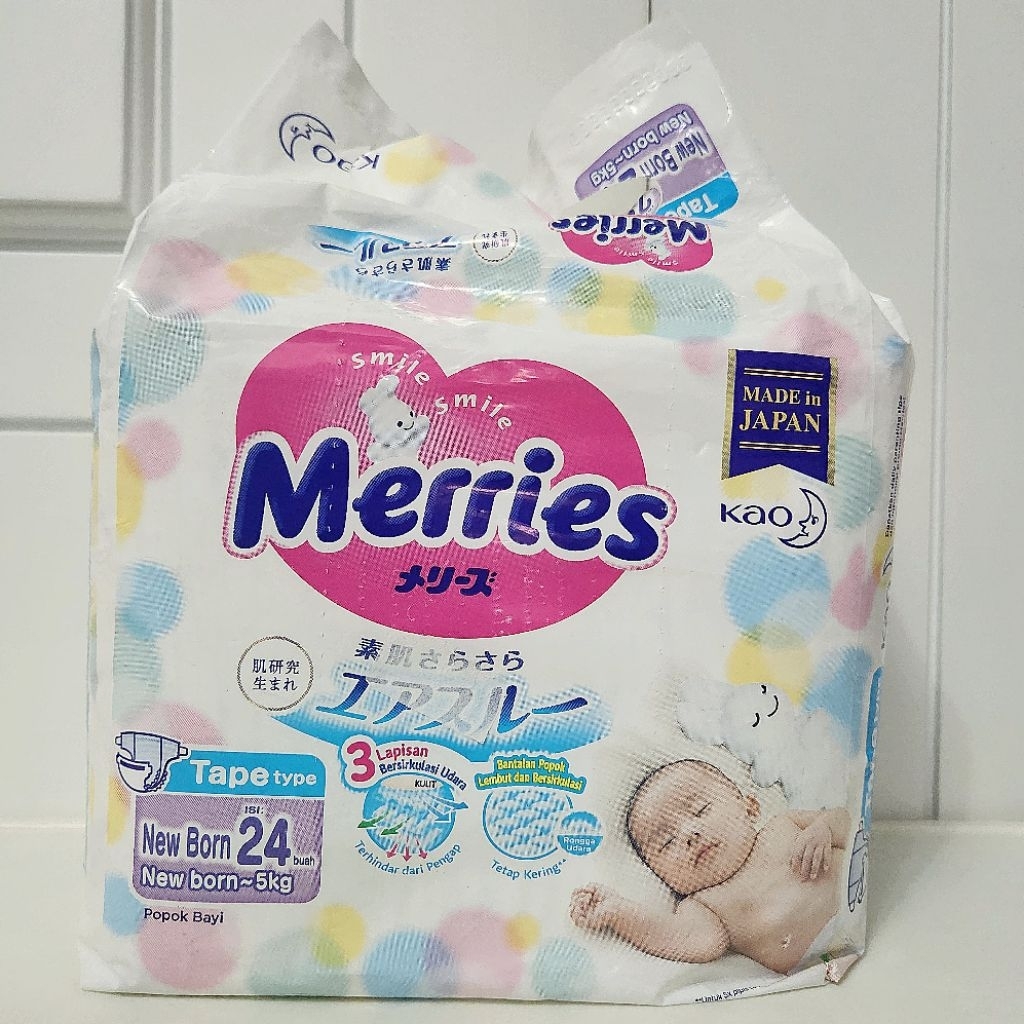 MERRIES PREMIUM Diaper Pampers Tape NB isi 24 pcs Diaper Bayi Perekat