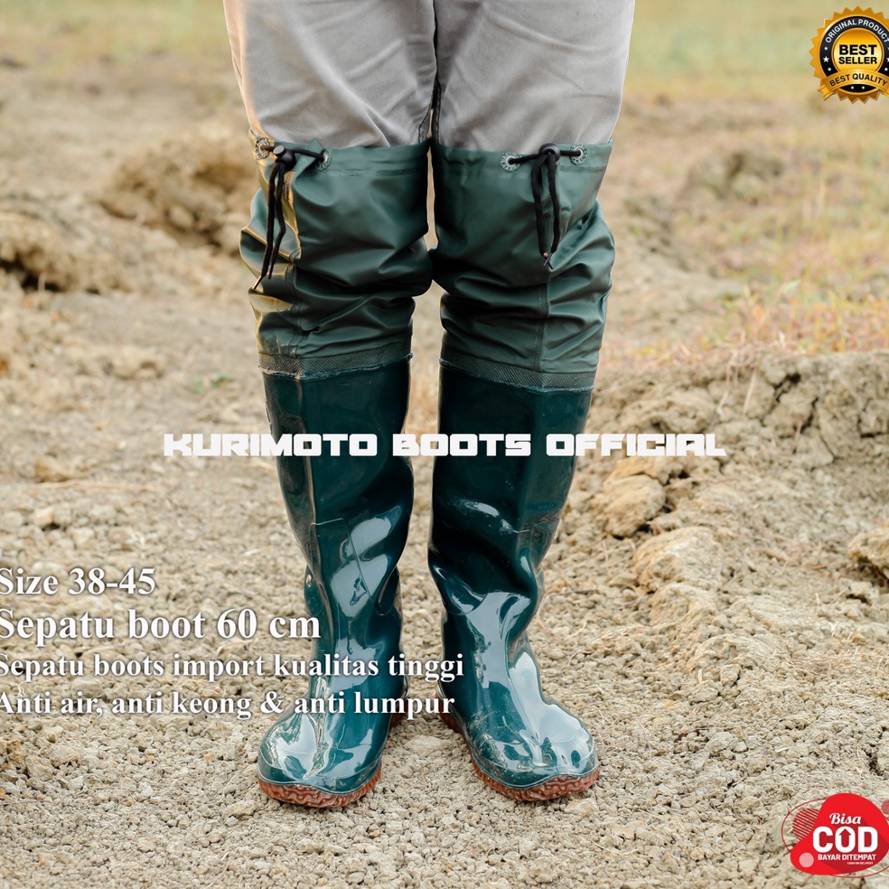 KODE N87U Sepatu Boot Mancing Berkebun Hijau Elastis AntiUlar